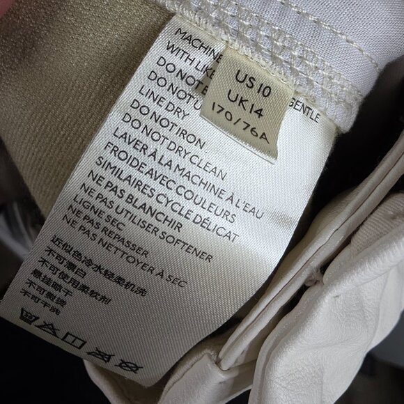 Free People Pants Womens 10 Ivory Cecily Pleated Vegan Faux Leather Barrel NWT - Picture 7 of 10